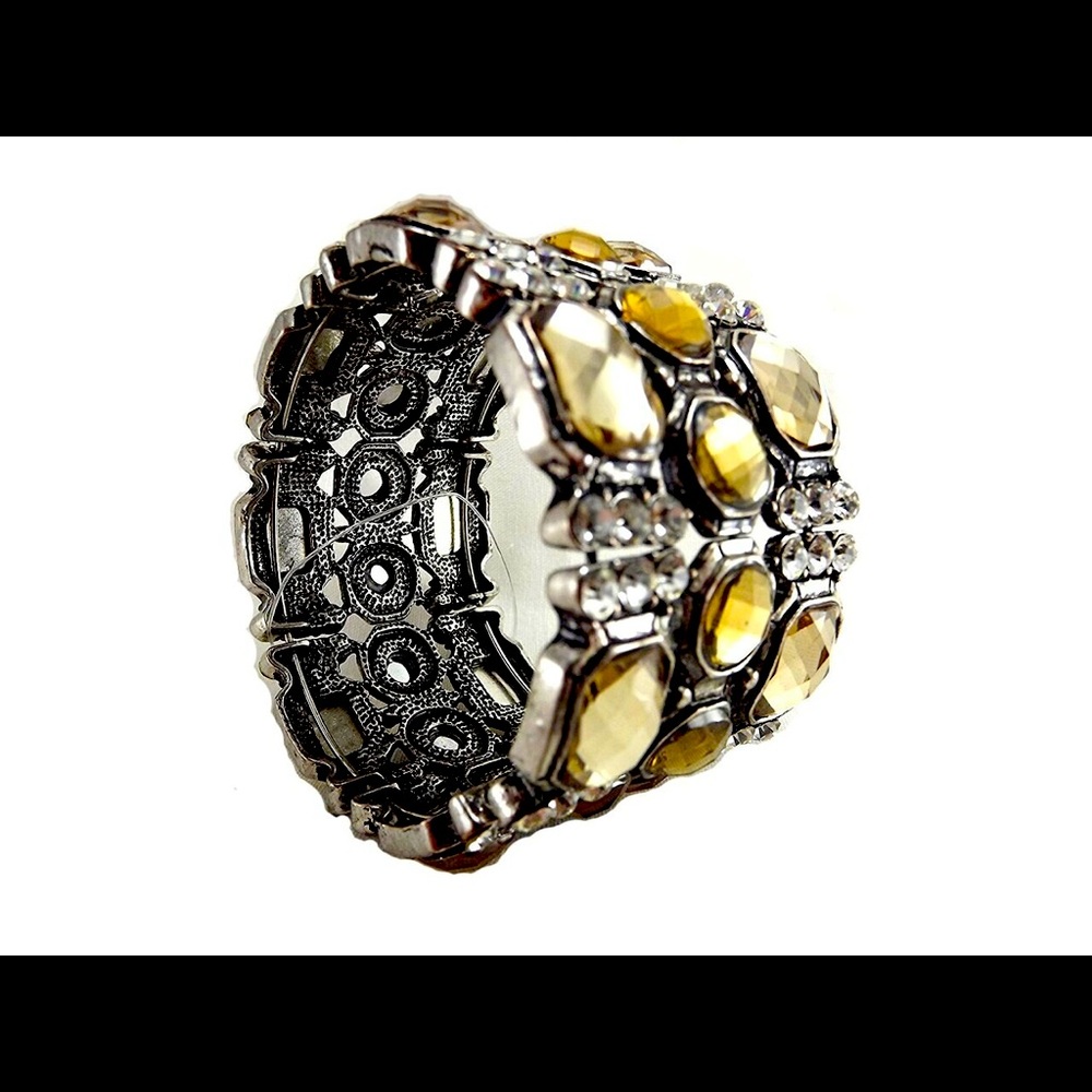 Vintage "Golden Stones" Silver Bracelet